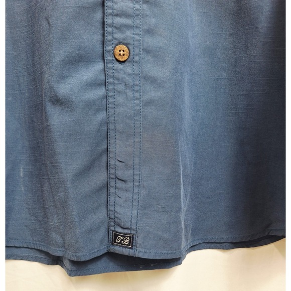 Tommy Bahama 100% Rayon Button Up Wood Button Shirt Blue Long Sleeve Sz Large - Picture 4 of 6